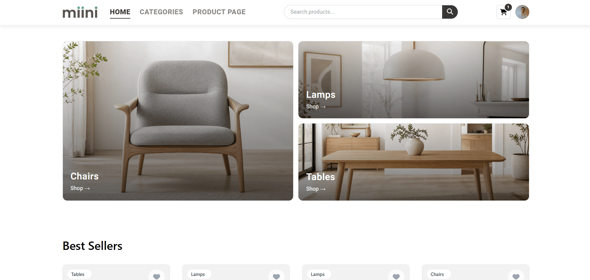 Screenshot of Miini E-Commerce