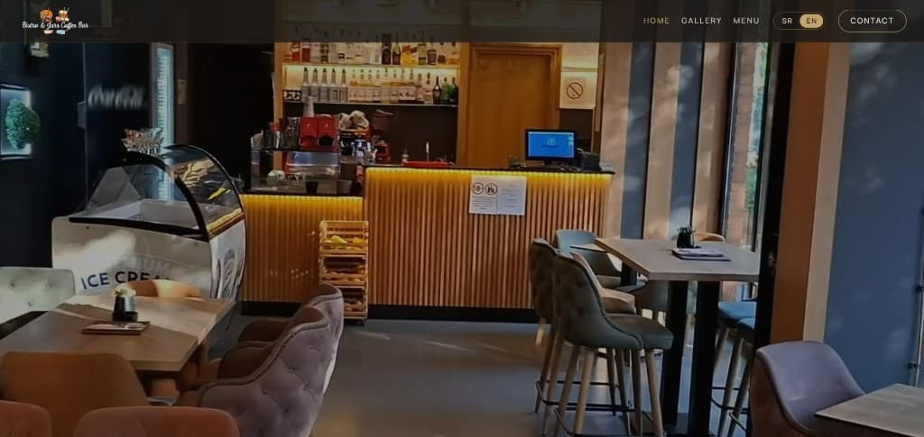 Bistro & Jars café interior with the bar, ice cream display and seating